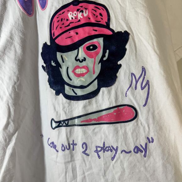 ROKU STUDIO WARRIOR Come Out 2 Play Graphic Tee | Streetwear Skull Flames (XL) - Picture 2 of 5